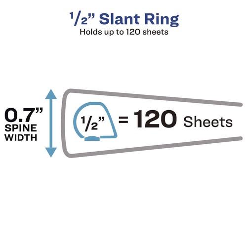 Binders | Avery 05234 3 Slant Rings 0.5 in. Capacity 11 in. x 8.5 in. Heavy-Duty Non Stick View Binder with DuraHinge - White image number 0