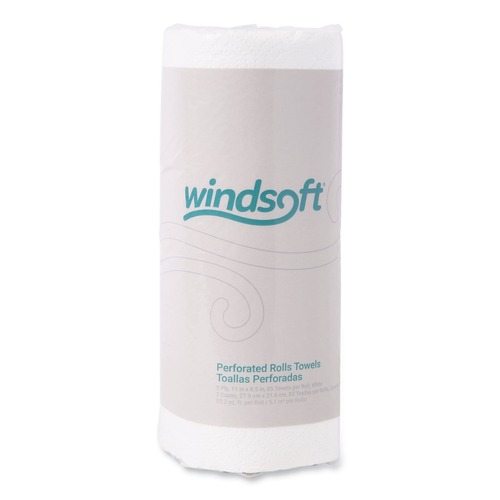 Paper Towels and Napkins | Windsoft 122085CTB 11 in. x 8.5 in. 2-Ply Kitchen Roll Towels - White (30 Rolls/Carton) image number 0