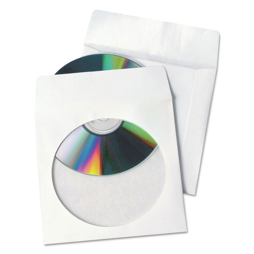 Envelopes & Mailers | Quality Park QUA77203 1 Disc Capacity Tech-No-Tear Poly/Paper CD/DVD Sleeves - White (100/Box) image number 0