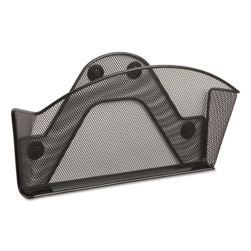 File Folders | Safco 4176BL 13 x 4.25 x 7.25 Onyx Magnetic Mesh Single-File Pocket Panel Accessories - Black image number 0