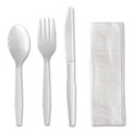 Cutlery | Boardwalk BWK4KITWHPS 4-Piece Mediumweight Polystyrene Cutlery Kit - White (250/Carton) image number 1
