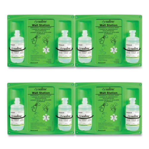 Safety & First Aid | Honeywell 320004650000 16 oz. Bottles Double Bottle Sterile Saline Eye Wash Wall Station (4/Carton) image number 0