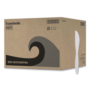 CUTLERY | Boardwalk BWKKNIFEHWPPWH Heavyweight Polypropylene Knife - White (1000/Carton)