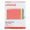 Back to School Sale | Universal UNV12306 1/3-Cut Assorted Tab Interior File Folders - Letter Size, Assorted Colors (100/Box) image number 0