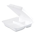 Just Launched | Dart 95HT3R 9.25 in. x 9.5 in. x 3 in. 3-Compartment Foam Hinged Lid Containers - White (200/Carton) image number 1