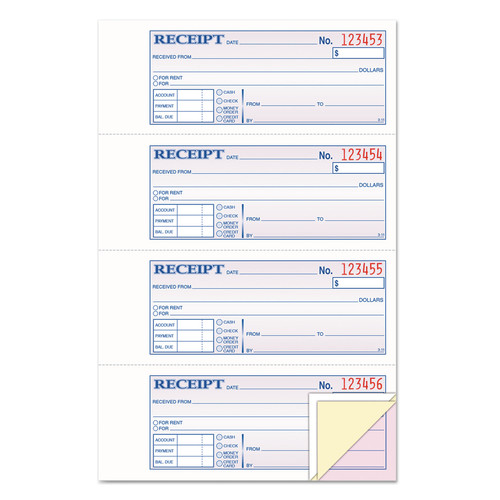 Retail Store Supplies | TOPS 46808 100 Forms Total Account plus Payment Sections Three-Part Carbonless 7.13 in. x 2.75 in. Money and Rent Receipt Book image number 0