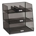 Desktop Organizers | Safco 3293BL 14.63 in. x 11.75 in. x 15 in. 3 Compartments Steel Mesh Onyx Breakroom Organizers - Black image number 3