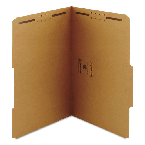 File Folders | Smead 19880 0.75 in. Expansion 2/5-Cut Top Tab 11-pt Kraft Fastener Folders, 2 Fasteners - Legal Size/Kraft (50/Box) image number 0