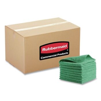 Rubbermaid Commercial 1820578 12 in. x 12 in. Microfiber Cleaning Cloths - Green (24/Pack)