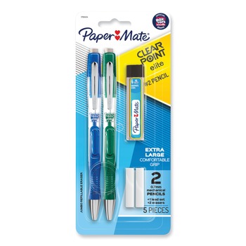 PENS PENCILS AND MARKERS | Paper Mate 1799404 Clearpoint Elite 0.7 mm Mechanical Pencils - Black Lead/Blue and Green Barrels (2/Pack)