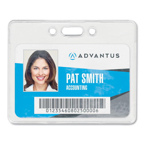 Label & Badge Holders | Advantus 75450 3.75 in. x 3 in. Holder 3.5 in. x 2.25 in. Insert Horizontal Proximity ID Badge Holders - Clear (50/Pack) image number 0