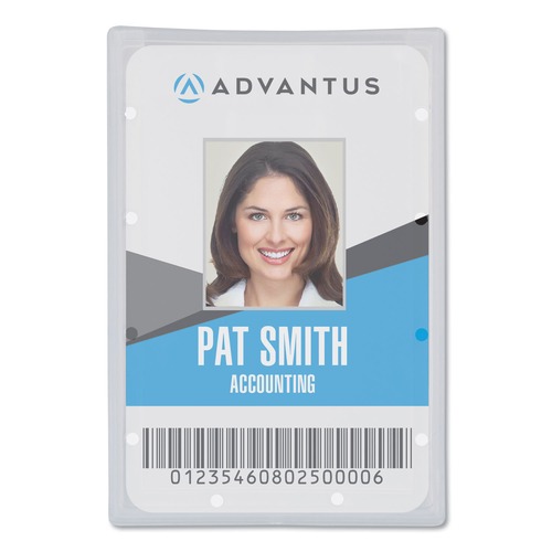 Label & Badge Holders | Advantus 97100 2.31 in. x 3.69 in. Horizontal ID Card Holder with 2.13 in. x 3.38 in. Insert - Clear (25/Pack) image number 0