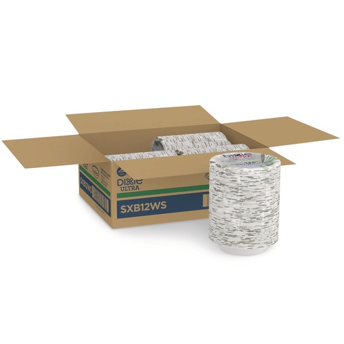  | Dixie SXB12WS Pathways 12 oz. Heavyweight WiseSize Paper Bowls with Soak Proof Shield - Green/Burgundy (4/Carton) image number 0