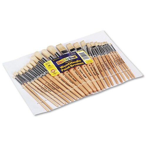 Arts & Crafts Supplies | Creativity Street PAC5172 Flat/Round Natural Bristle Preschool Brush Set - Sizes 1-12 (24/Set) image number 0