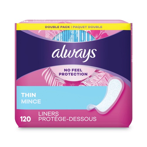 Skin Care & Hygiene | Always 10796 Thin Daily Panty Liners, Regular, 120/pack, 6 Packs/carton image number 0