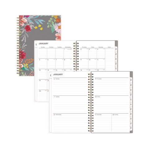 Notebooks & Pads | Blue Sky 140088 8 in. x 5 in. 12-Month (Jan to Dec): 2026 Sophie Frosted Weekly/Monthly Planner - Floral Artwork, Multicolor Cover image number 0