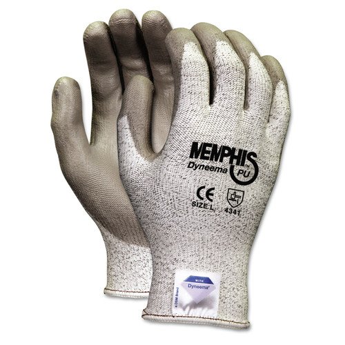 Cleaning Gloves | MCR Safety 9672L Memphis Dyneema Polyurethane Gloves - Large, White/Gray (1-Pair) image number 0