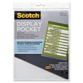 BINDERS AND BINDING SUPPLIES | Scotch WL854C 8.5 in. x 11 in. Removable Interlocking Fasteners Plastic Display Pocket - Clear