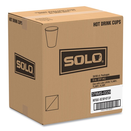  | SOLO 378MS-0029 8 oz. Printed Mistique Polycoated Hot Paper Cup - Brown (1000/Carton) image number 0