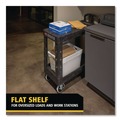Cleaning Carts | Rubbermaid Commercial FG450500BLA 19.19 in. x 37.88 in. x 33.33 in. 500 lb. Capacity Plastic Flat Shelf Utility Cart - Black image number 8