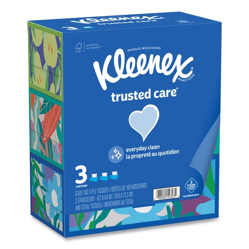 Paper Towels and Napkins | Kleenex 54303 Trusted Care 2-Ply Facial Tissue - White (12/Carton) image number 0
