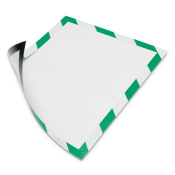 Durable 4772131 8.5 in. x 11 in. DURAFRAME Security Magnetic Sign Holder - Green/White Frame (2/Pack)