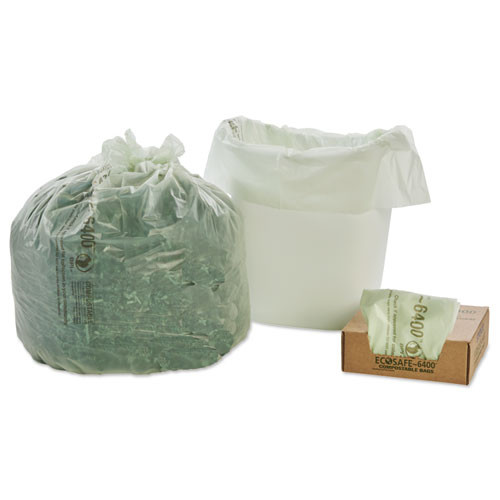 Trash Bags | Stout by Envision E2430E85 13 Gallon 0.85 mil 24 in. x 30 in. EcoSafe-6400 Bags - Green (45/Box) image number 0