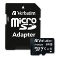 Office Electronics & Batteries | Verbatim 44084 64GB UHS-I V10 U1 Class 10 Premium microSDXC Memory Card with Adapter Up to 90MB/s Read Speed image number 0