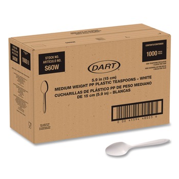 SOLO S6OW Style Setter Medium Weight Polypropylene Teaspoon Cutlery - White (1000/Carton)