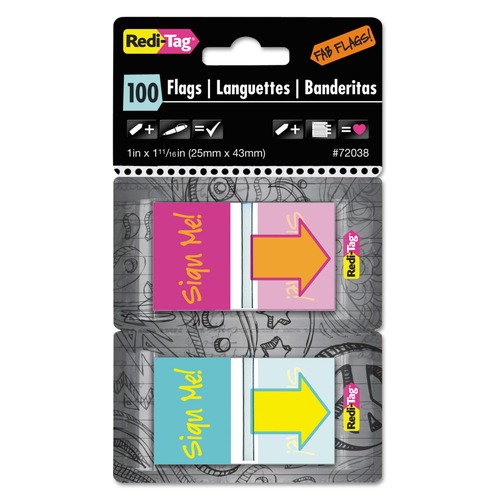 Page Flags | Redi-Tag B72038 Pop-Up Fab Page Flags with Dispenser - Red/Orange/Teal/Yellow (100/Pack) image number 0