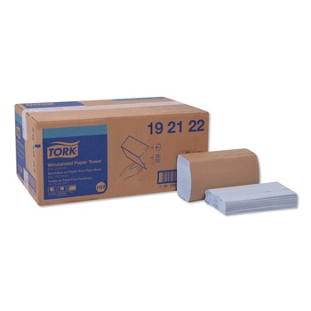 Tork 192122 2-Ply 9.13 in. x 10.25 in. Windshield Towel - Blue (16/Carton)