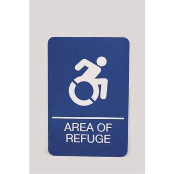 Headline Sign 7783 6 x 9 Area of Refuge ADA Sign - Blue Face/White Graphics
