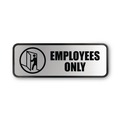 Floor Signs & Safety Signs | Cosco 098206 9 in. x 3 in. Employees Only Brushed Metal Office Sign - Silver image number 0