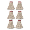 Mops | Rubbermaid Commercial FGC15306WH00 Swinger Loop Large Cotton/Synthetic Wet Mop Head - White (6/Carton) image number 0