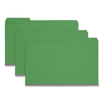 Smead 22546 1/3-Cut Tabs Assorted Legal Size 1 in. Expansion Recycled Heavy Pressboard Folders - Green (25/Box)