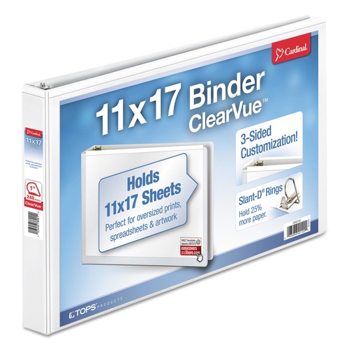 Binders | Cardinal 22112V4 ClearVue 1 in. Capacity Slant-D Ring Binder - White image number 0