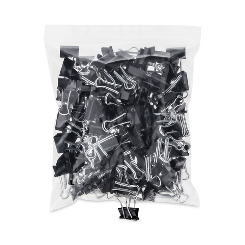 Binding Spines & Combs | Universal UNV10200VP Binder Clips in Zip-Seal Bag - Small, Black/Silver (144/Pack) image number 0