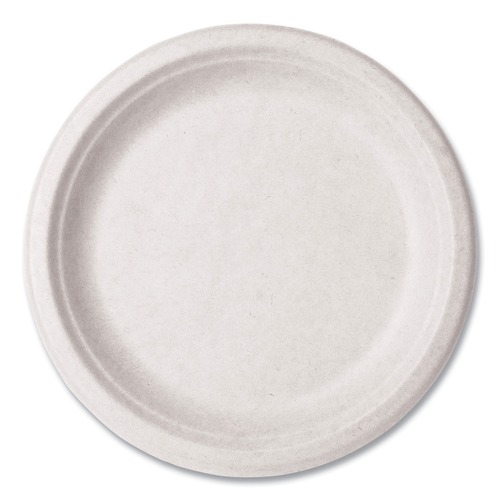 Bowls and Plates | Vegware WHBRG-09 9 in. Molded Fiber Compostable Tableware Plate - White (500/Carton) image number 0