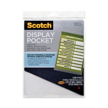 BINDERS AND BINDING SUPPLIES | Scotch WL854C 8.5 in. x 11 in. Removable Interlocking Fasteners Plastic Display Pocket - Clear