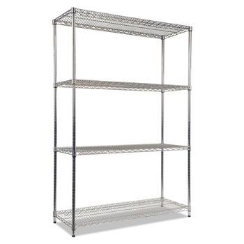 Alera ALESW504818SR NSF Certified Industrial 4-Shelf 48 in. x 18 in. x 72 in. Wire Shelving Kit - Silver