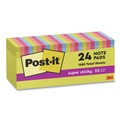 Back to School Sale! Save an additional 15%! | Post-it Notes Super Sticky 654-24SSJOY-CP 3 in. x 3 in. Note Pads - Summer Joy Collection Colors (24/Pack) image number 1