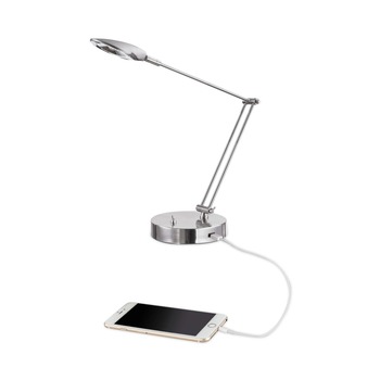 Alera ALELED900S 11 in. W x 6.25 in. D x 26 in. H Adjustable Brushed Nickel LED Task Lamp with USB Port