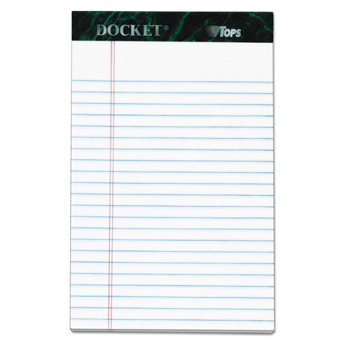 Notebooks & Pads | TOPS 63366 Docket 5 in. x 8 in. Ruled Perforated Pads - Narrow, White (50 Sheets/Pad, 6 Pads/Pack) image number 0