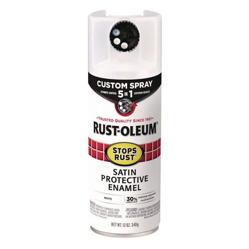 Painting | Rust-Oleum 376870 Stops Rust 5-in-1 Spray Paint, Satin White, 12 oz Aerosol Can image number 0