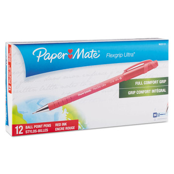 PENS PENCILS AND MARKERS | Paper Mate 9620131 Medium 1 mm FlexGrip Ultra Recycled Stick Ballpoint Pen - Red Ink, Red Barrel (1-Dozen)