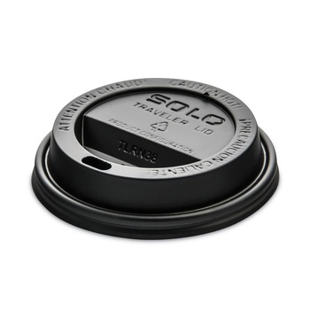  | SOLO TL38B2-0004 Traveler Cappuccino Style Dome Lid Fits 8 oz Cups - Black (1000/Carton)