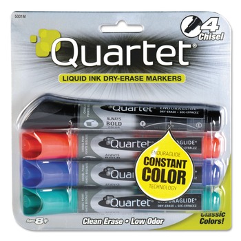 MARKERS | Quartet 5001MA Broad Chisel Tip EnduraGlide Dry Erase Marker - Assorted (4/Set)