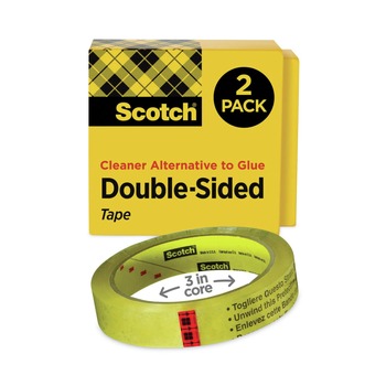 Scotch 665-2P34-36 3 in. Core 0.75 in. x 36 yds Double-Sided Tape - Clear (2/Pack)