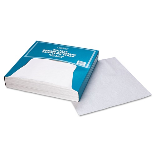  | Bagcraft P057012 Grease-Resistant 12 in. x 12 in. Paper Wrap/Liner - White (1000/Box, 5 Boxes/Carton) image number 0