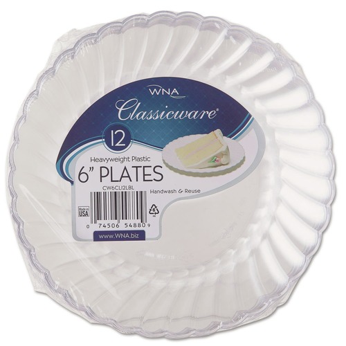 Bowls and Plates | WNA RSCW61512 6 in. Diameter Classicware Plastic Plates - Clear (180/Carton) image number 0